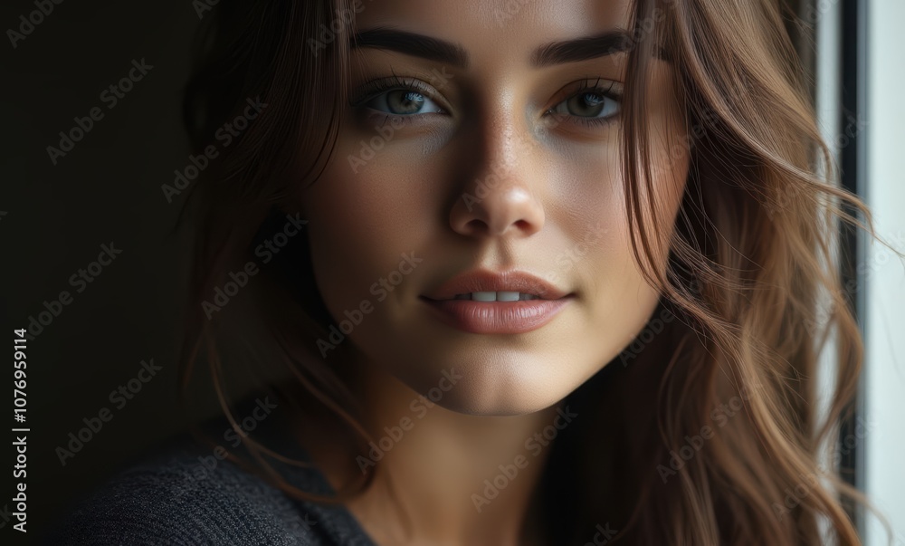 Young woman with long brown hair Young woman with long brown hair