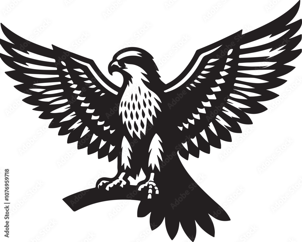 Fototapeta premium Falcon Silhouette Vector Art on White Background - Majestic Bird of Prey Icon Design 