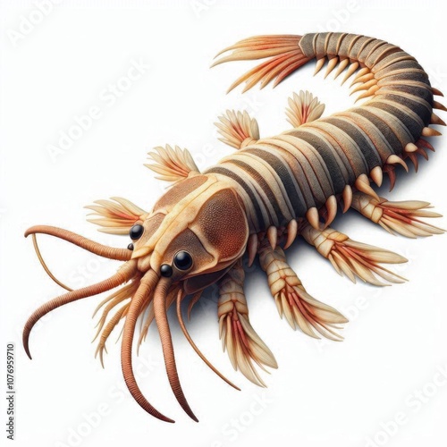 Anomalocaris isolated on a white background 2 photo