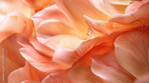 Close-up of delicate peach-colored flower petals, soft and romantic.