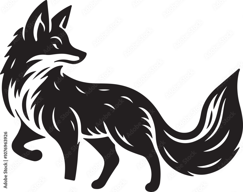 Fototapeta premium Fox Silhouette Vector Art on White Background - Elegant Wild Animal Icon Design
