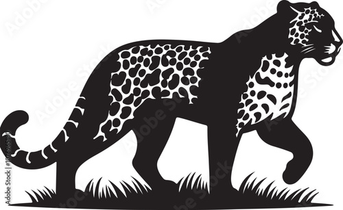 Jaguar Silhouette Vector Art on White Background - Sleek Wild Cat Icon Design

