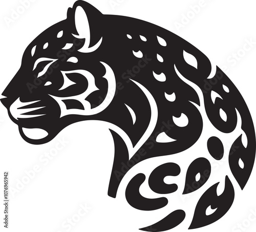 Jaguar Silhouette Vector Art on White Background - Powerful Wild Cat Icon Design

