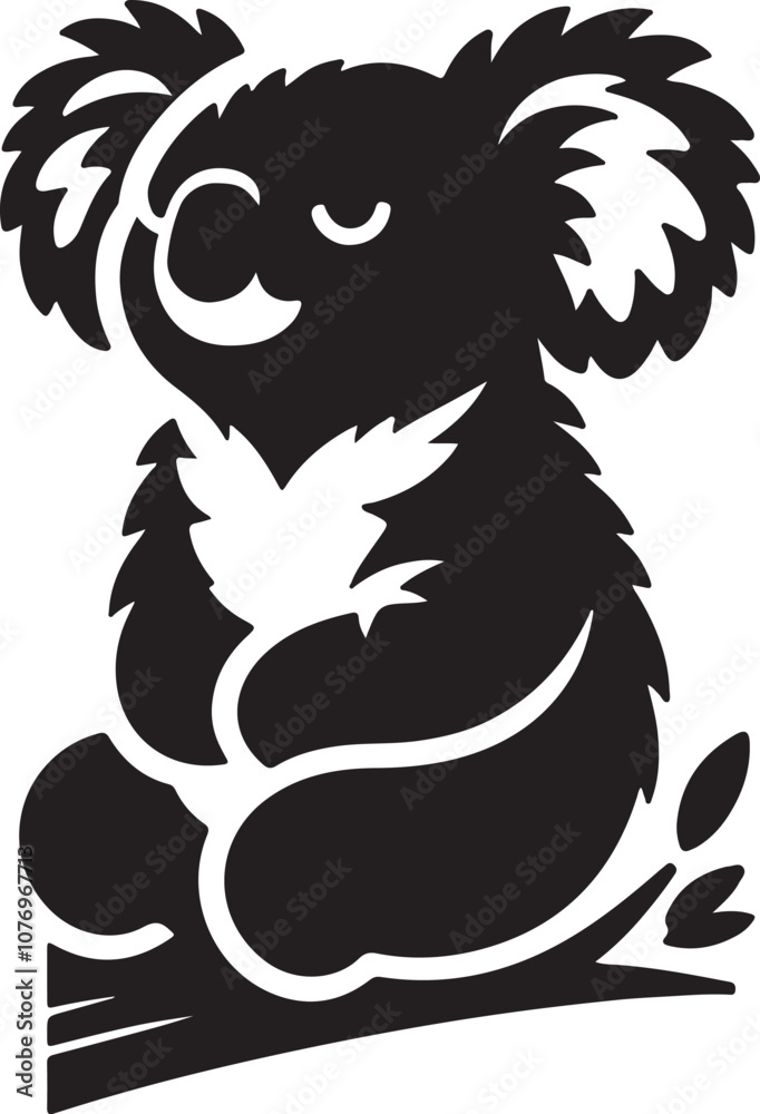 Obraz premium Koala Silhouette Vector Art on White Background - Cute Australian Animal Icon Design
