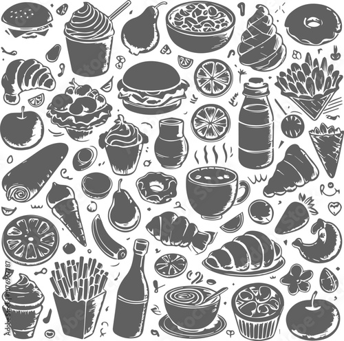 fast food doodles