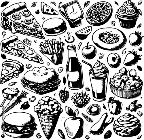 fast food doodles