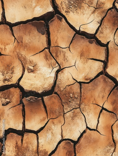 A cracked, dry earth under a hot sun, signifying drought and climate change impacts. photo