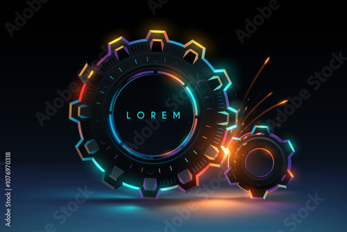 Neon gears with sparks effect