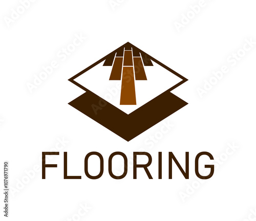 Wooden floor icon for wood parquet tile and flooring service company, vector emblem. Wooden floors icon for home flooring service or parquet paving and furniture interior design corporate icon