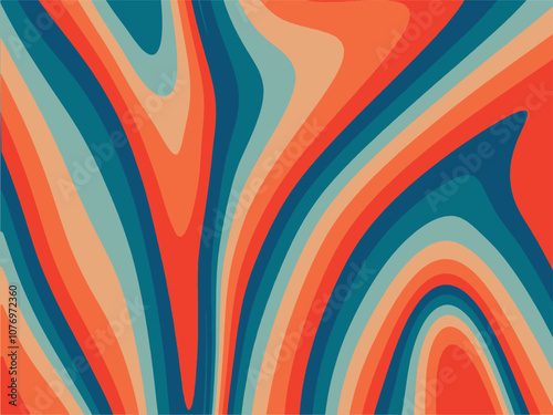 Vintage retro groove background with swirling rays. vector illustration. The pattern is in the style of the seventies and sixties. Hippie style design