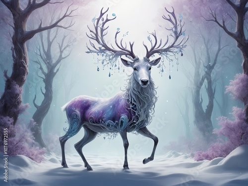 A full-body surrealistic reindeer