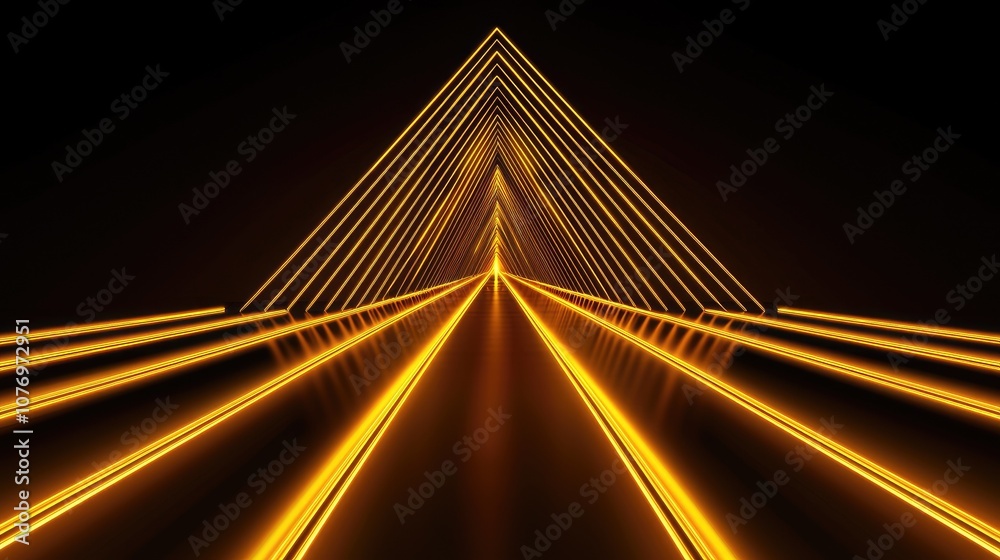 Obraz premium Futuristic abstract design with glowing lines forming a pyramid shape.