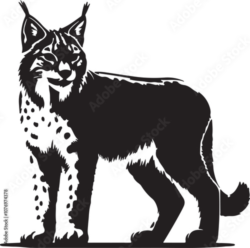 Lynx Silhouette Vector Art on White Background - Stealthy Wild Cat Icon Design

