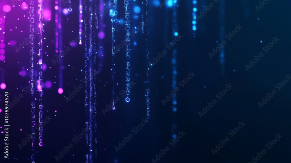 Futuristic cyberpunk digital matrix in vibrant blue and pink hues