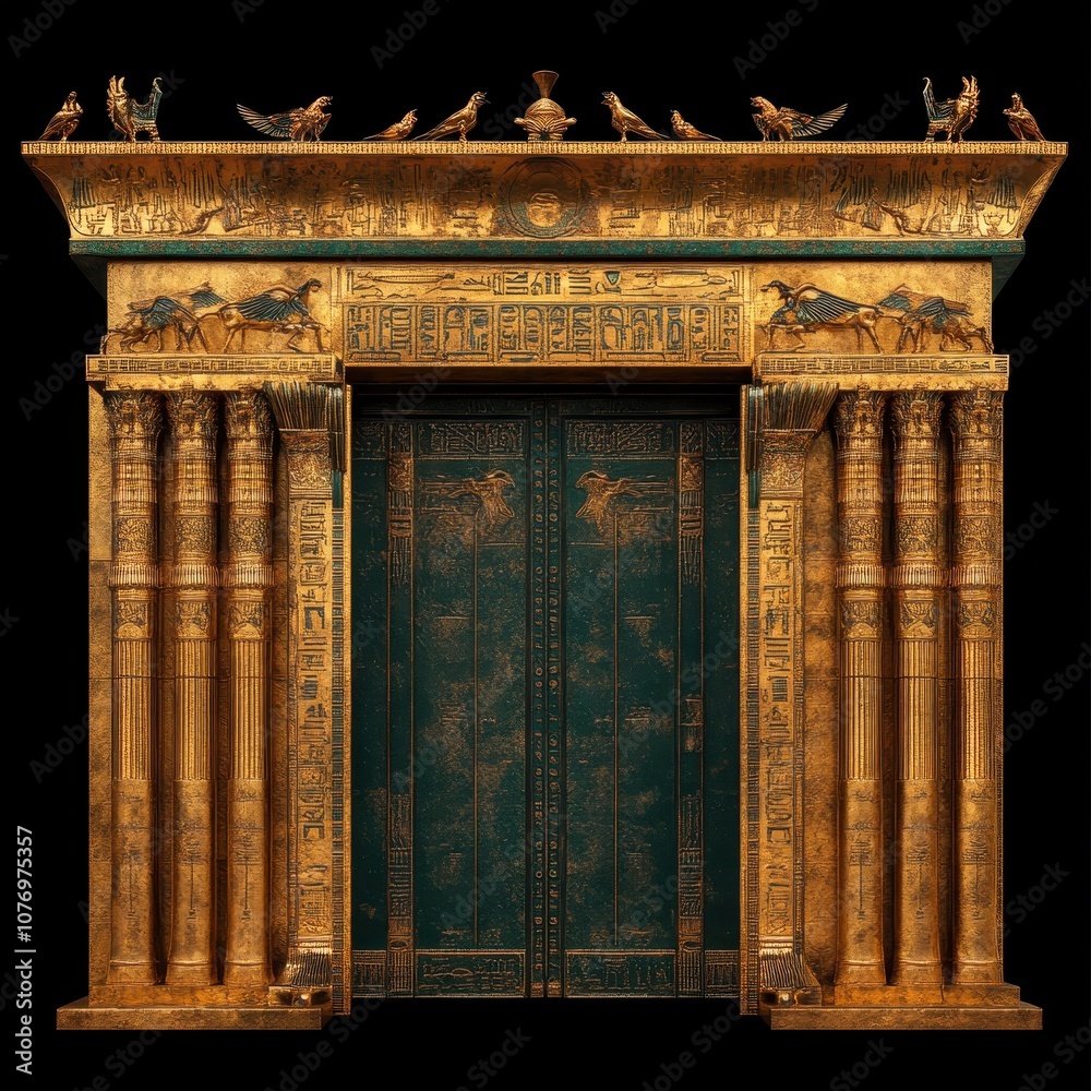 Obraz premium Mesopotamian Golden Portal with Intricate Design