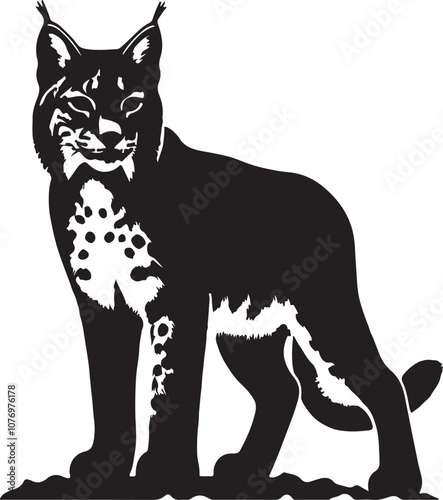 Lynx Silhouette Vector Art on White Background - Stealthy Wild Cat Icon Design

