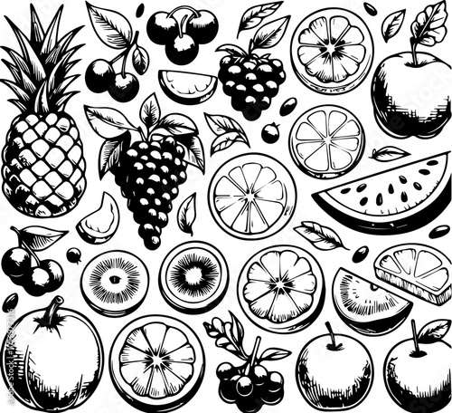 fruits doodles