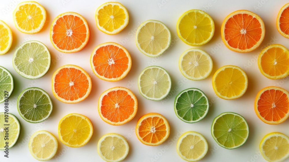 Assortment of Cut Citrus Fruits with Varying Slices Assortment of Cut Citrus Fruits with Varying Slices