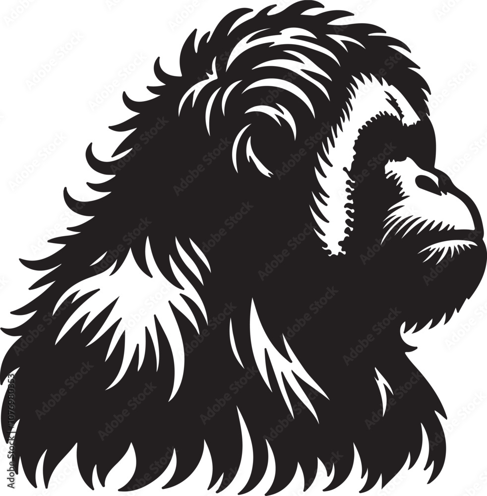 custom made wallpaper toronto digitalOrangutan Silhouette Vector Art on White Background - Majestic Primate Icon Design