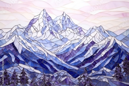 Snow mountain art backgrounds mosaic. photo