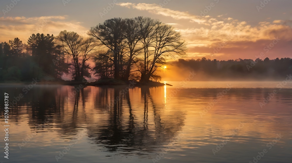 Obraz premium sunrise over lake