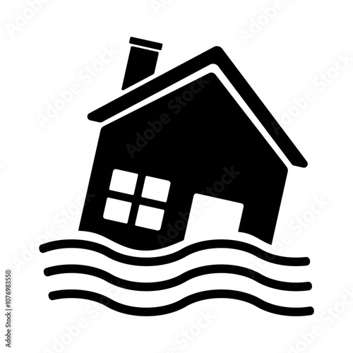 House Flood Icon Vector Illustration