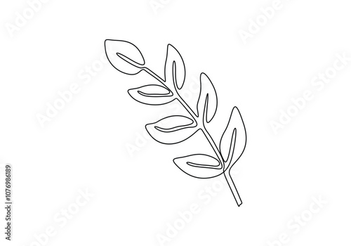 Leaves continuous single line drawing simple illustration abstract contemporary