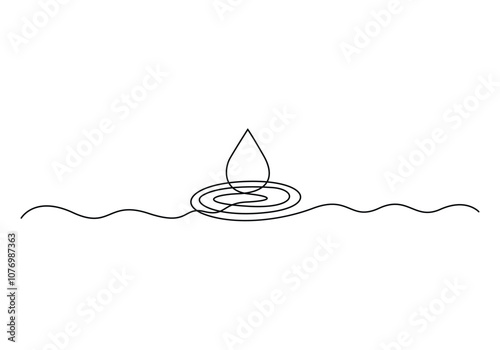 Continuous one line drawing of drop. Water drop line icon. Single line drawing world water day concept. Vector illustration.