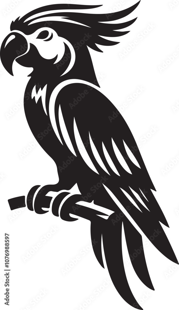 Obraz premium Parrot Silhouette Vector Art on White Background - Vibrant Tropical Bird Icon Design
