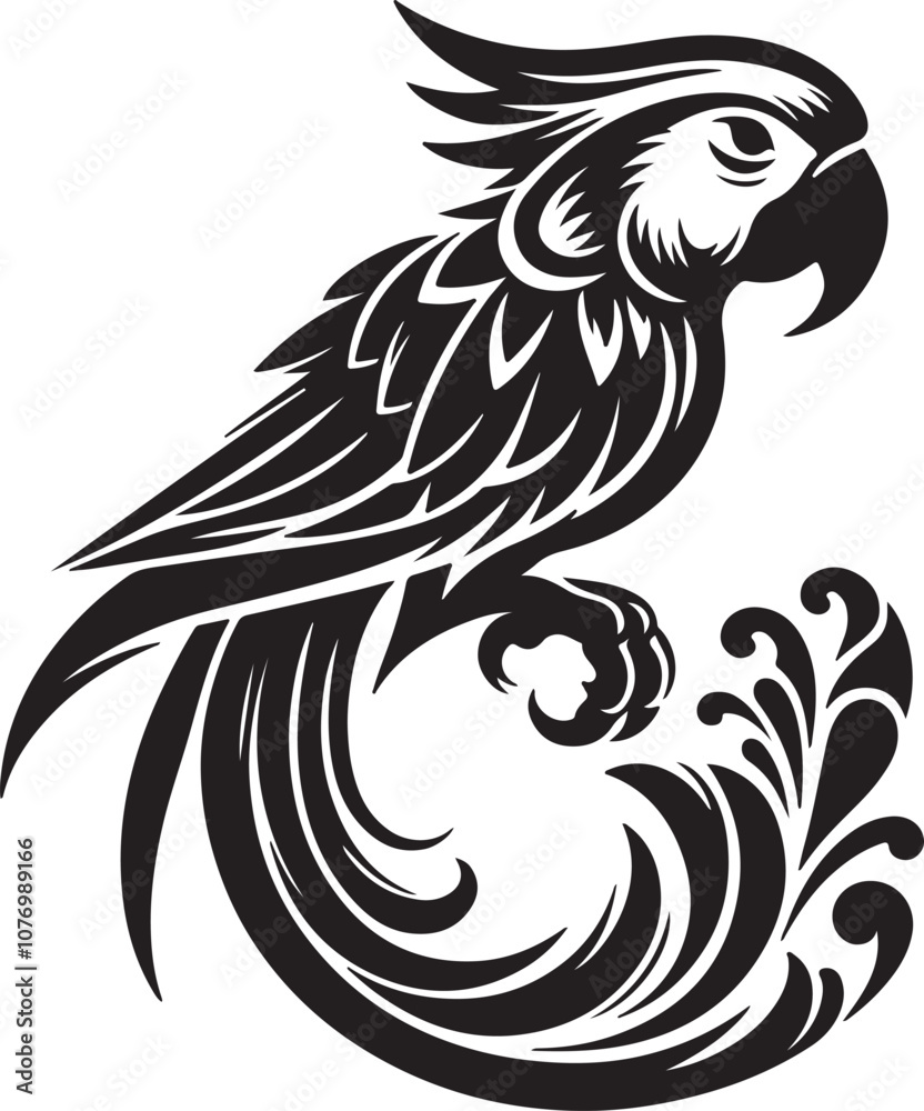 Parrot Silhouette Vector Art on White Background - Vibrant Tropical Bird Icon Design
Parrot Silhouette Vector Art on White Background - Vibrant Tropical Bird Icon Design