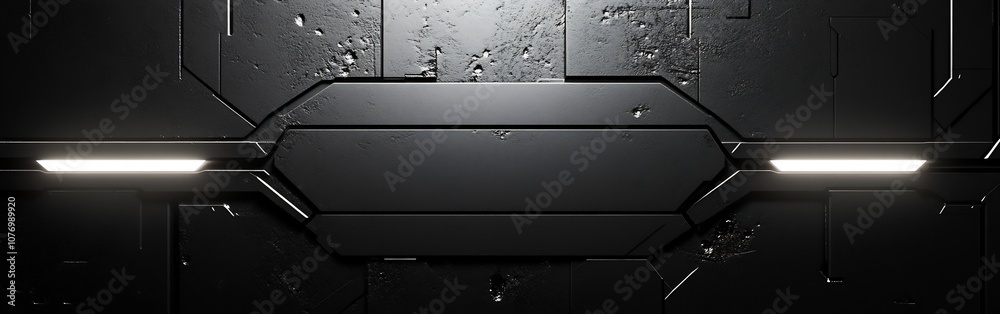 Obraz premium Advanced Dark Geometric Steel Plate with Luminous Accents Abstract Background
