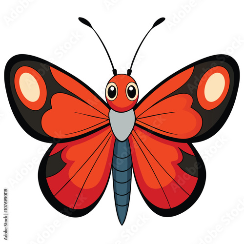 Red Admiral butterfly vector illustrations on a white background.