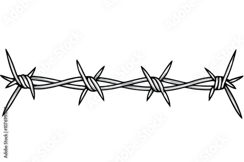 Closeup of Barbed Wire Vector Art – Detailed High-Quality Design for Graphics