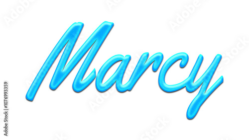 Foto Glowing blue effect of name Marcy on white background.