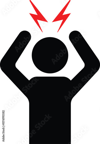 Angry person icon vector frustrated and anger man headache symbol