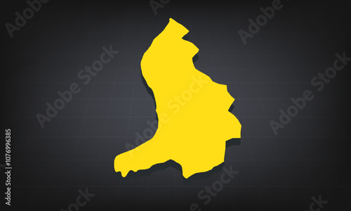 Yellow 3D Map of liechtenstein on a Dark Background, Displaying Geographical Shape and Borders for Educational and Informational