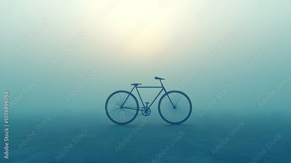 Fototapeta premium 3D Plain Background Modern Bicycle Silhouette With Space for Text Ideal for Eco-Friendly Transportation Ads, Cycling Culture Promotions, Outdoor Lifestyle Brands Targeting Millennials.