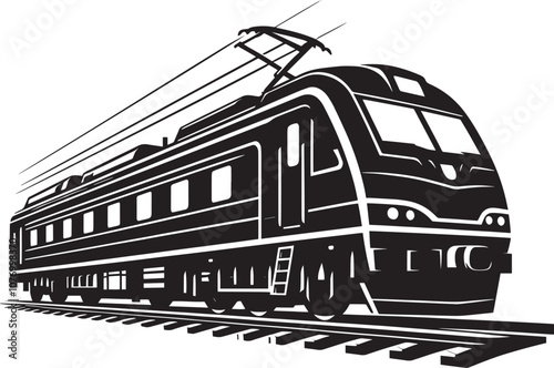 Modern train vehicle silhouette vector illustration isolated on a white background