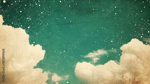 Vintage Sky and Clouds Illustration photo