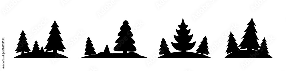 Obraz premium Pine trees vector. Pines set