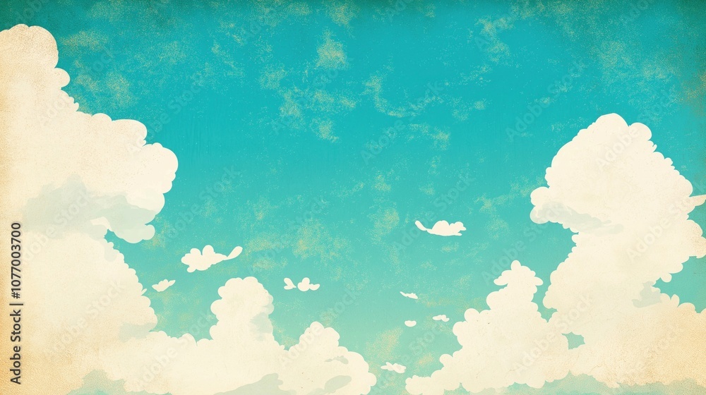 Fototapeta premium Vintage Sky Clouds Illustration