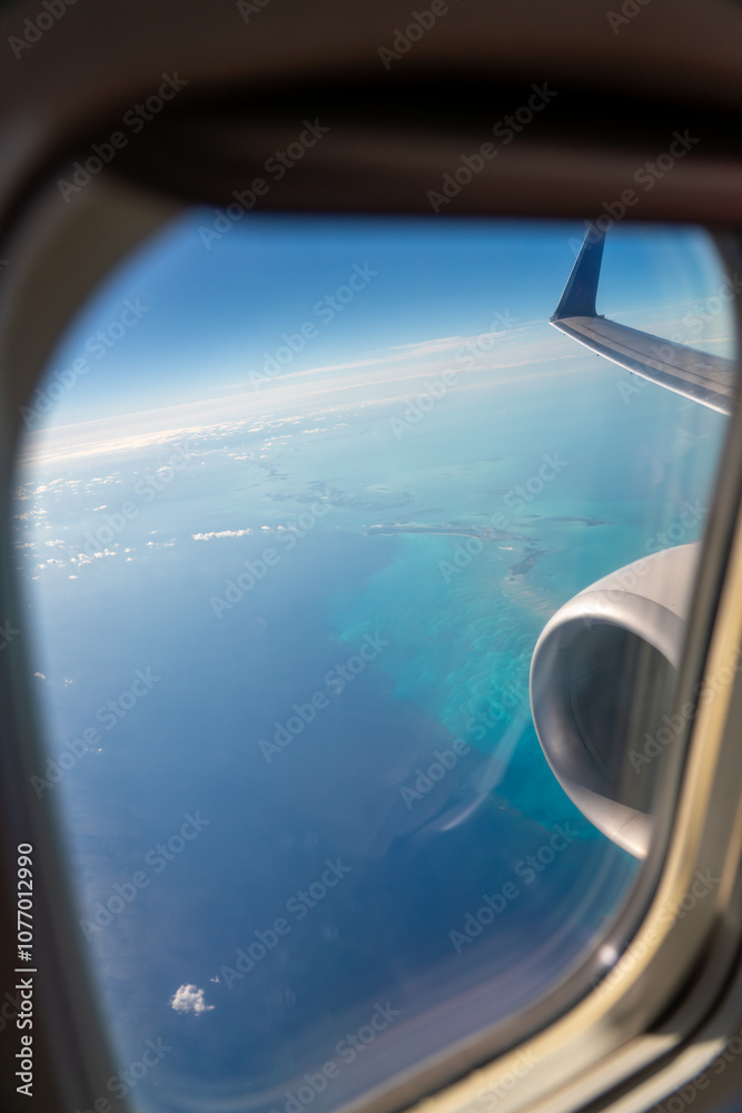 Naklejka premium View of the Caribbean Sea from an airplane