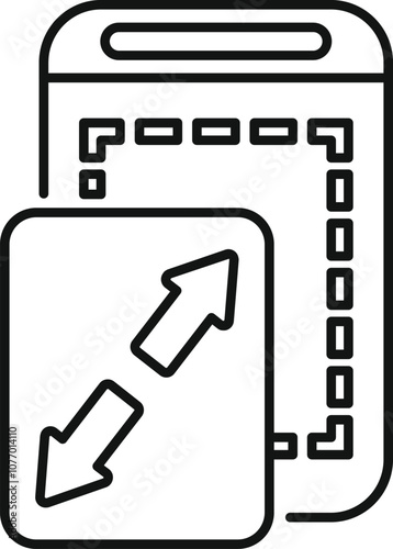 Smartphone screen displaying drag and drop functionality, symbolized by two arrows pointing in opposite directions, enhancing user interaction and file management