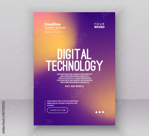 Poster brochure cover banner presentation layout template, Technology digital futuristic internet network pink blue purple gradient background, Abstract cyber future tech, Ai big data business vector