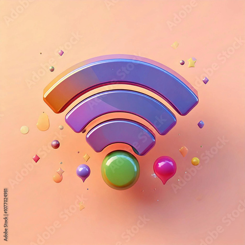 Wifi 3D Render Icon | Wireless Network, Internet Connection 
