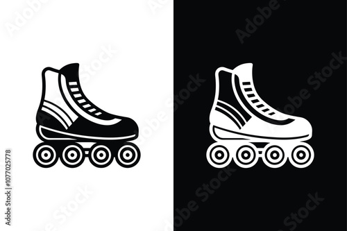 Rollerblades icon on White Background Vector Art Illustration on white background.