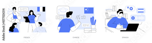 Foreign languages and linguistics isolated cartoon vector illustrations se