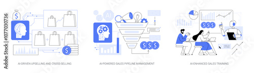 Artificial Intelligence in Sales abstract concept vector illustrations.