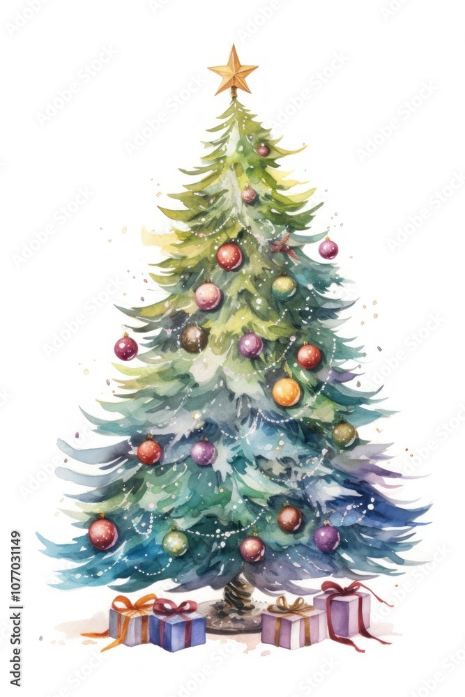 Fototapeta premium Christmas tree plant with ornament.