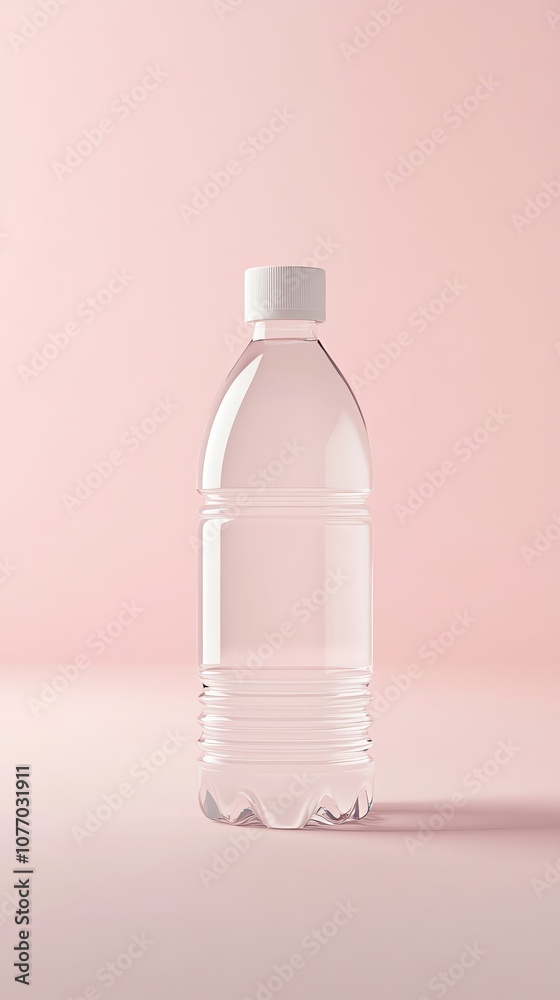 mockup branding Interactive Clear water bottle on a pastel background. mockup branding Interactive Clear water bottle on a pastel background.